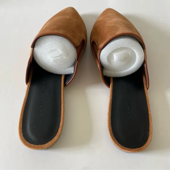 NWT $395 Jenni Kayne Suede Mules in Saddle Cognac Brown Size EU 38/US 8