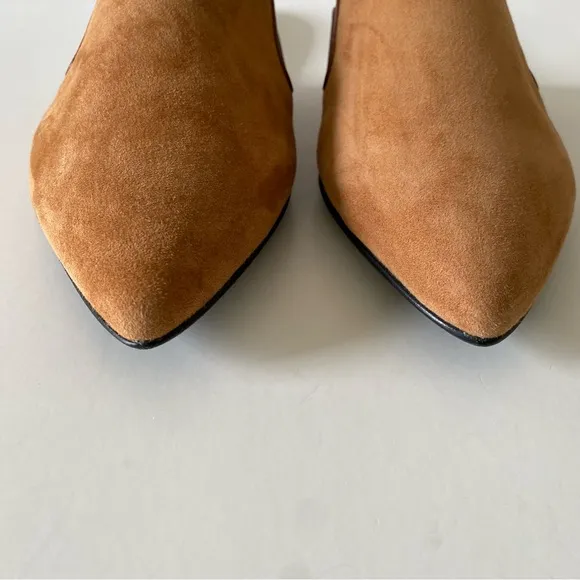 NWT $395 Jenni Kayne Suede Mules in Saddle Cognac Brown Size EU 38/US 8