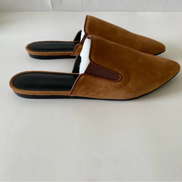 NWT $395 Jenni Kayne Suede Mules in Saddle Cognac Brown Size EU 38/US 8