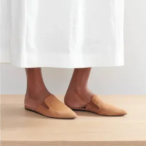 NWT $395 Jenni Kayne Suede Mules in Saddle Cognac Brown Size EU 38/US 8