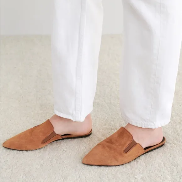 NWT $395 Jenni Kayne Suede Mules in Saddle Cognac Brown Size EU 38/US 8