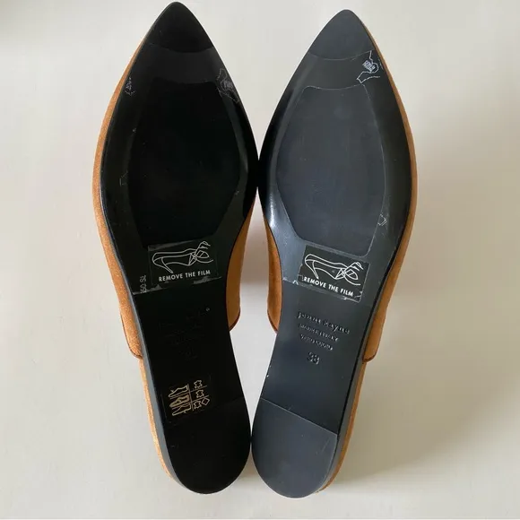 NWT $395 Jenni Kayne Suede Mules in Saddle Cognac Brown Size EU 38/US 8