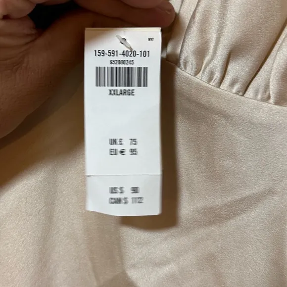 NWT Abercrombie &amp; Fit h Champagne Ruched Satin Slip Midi Dress