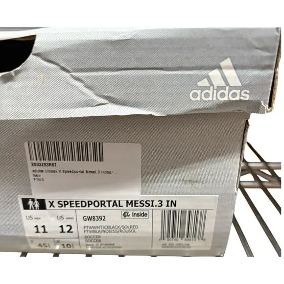 NWT Adidas Men Speedportal Messi.3 Soccer Shoes - White/Black/Red, 11