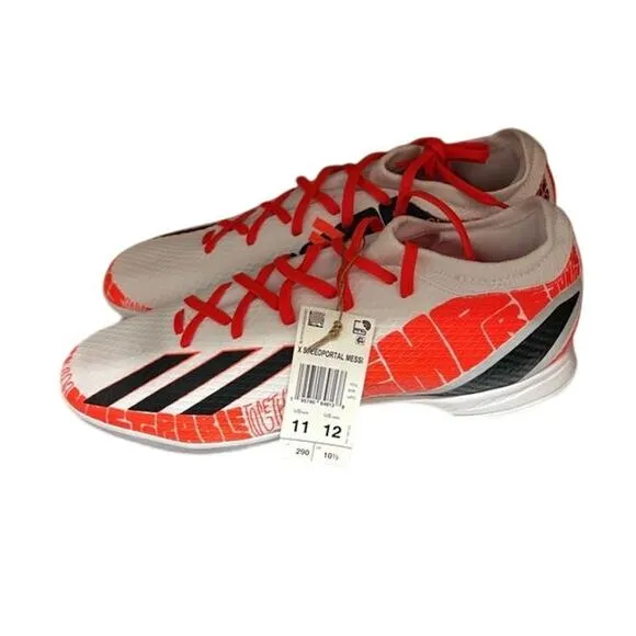 NWT Adidas Men Speedportal Messi.3 Soccer Shoes - White/Black/Red, 11