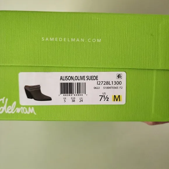 NWT Alison Mule (Sam Edelman) Olive Leather Size 7.5