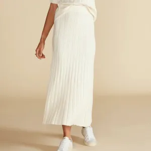 NWT! Amour Vert Cerise Knit Midi Skirt in Ivory - S