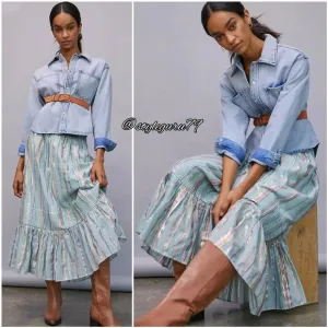 NWT, Anthropologie, Audriana Shimmer Maxi Skirt