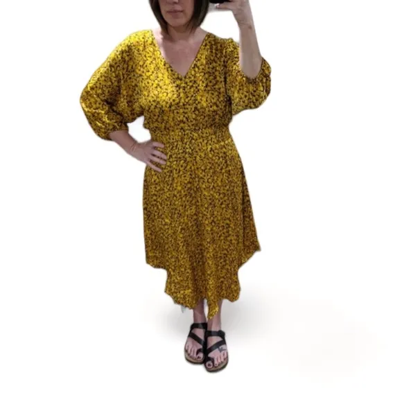NWT Anthropologie Marigold Floral Silky Midi Summer Dress