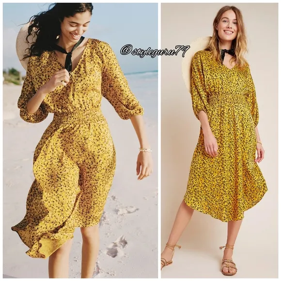 NWT, Anthropologie, Marigold Midi Dress