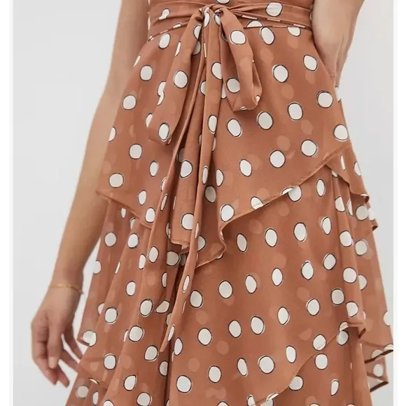 NWT ANTHROPOLOGIE X HUTCH Sz M POLKA DOT WRAP TIERED MAXI DRESS