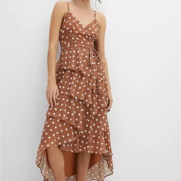 NWT ANTHROPOLOGIE X HUTCH Sz M POLKA DOT WRAP TIERED MAXI DRESS