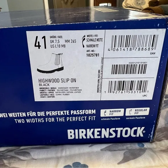 NWT Birkenstock black Highwood Slip On boot womens 41 (10.5) NARROW FIT