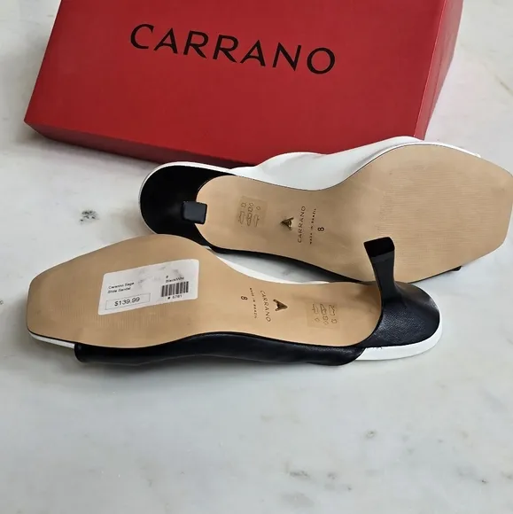 NWT Carrano Sage black/white leather Slide Sandal Size 8