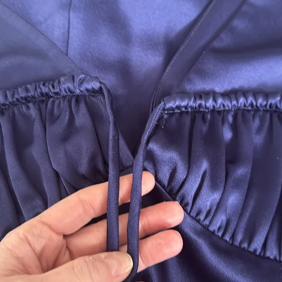 NWT Ciao Lucia Carolinne Satin Navy Slip Dress Size Large