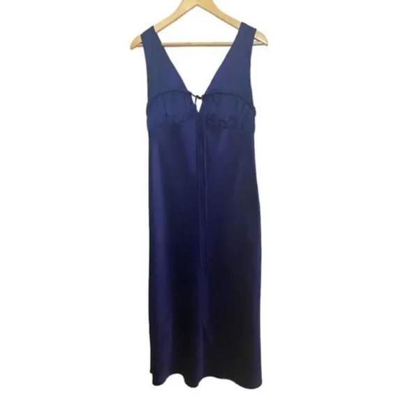 NWT Ciao Lucia Carolinne Satin Navy Slip Dress Size Large