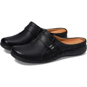 NWT Clarks Unisex Un Loop Ease Sneaker, Black Leat-Size 8 US Women