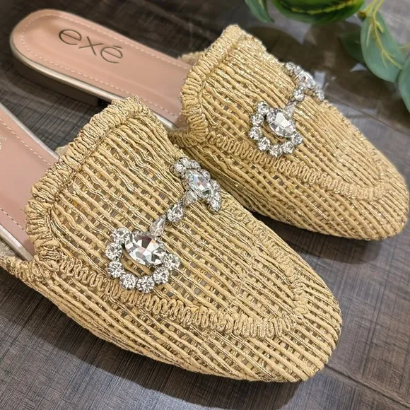 NWT CLOGS EXÉ YT-4 RAFFIA BEIGE SIZE 8