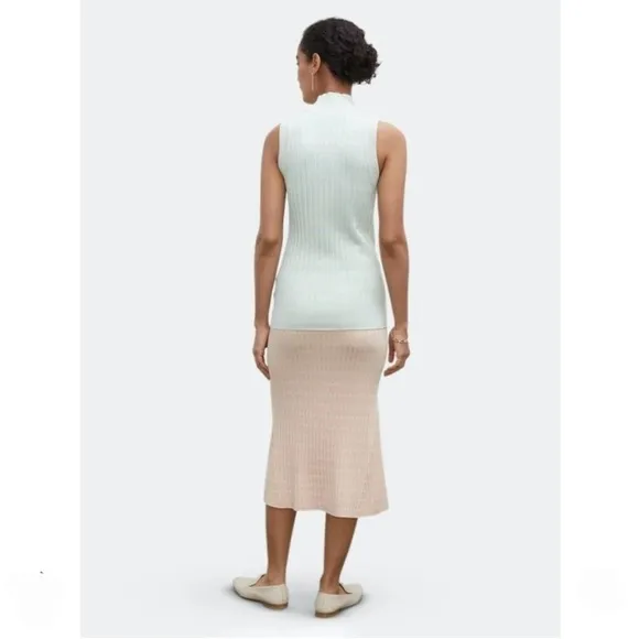 NWT  Club Monaco Geo Mixing Rib Sweater 90s Knit Midi Skirt Size Small