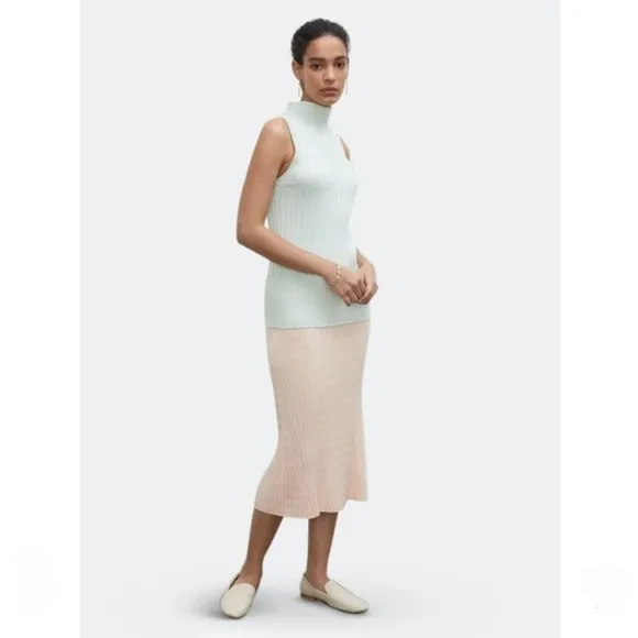 NWT  Club Monaco Geo Mixing Rib Sweater 90s Knit Midi Skirt Size Small