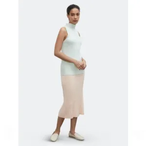 NWT  Club Monaco Geo Mixing Rib Sweater Knit Pastel Peach Pink Midi Skirt SZ S