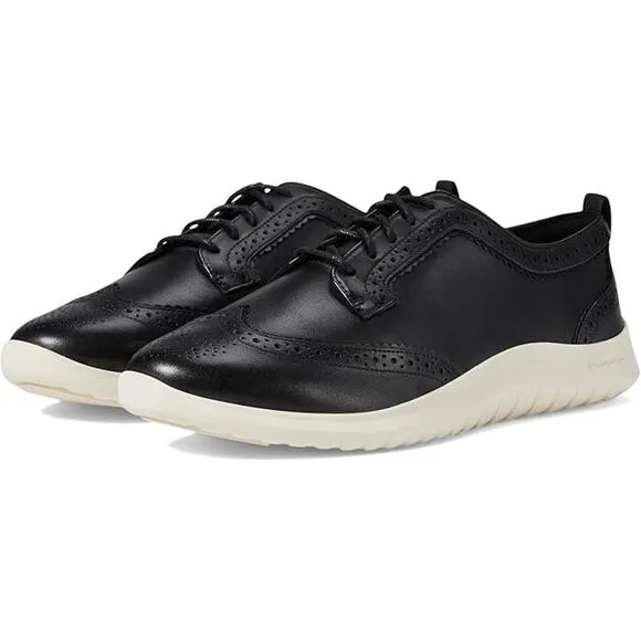 NWT Cole Haan Women's Zerogrand Meritt Wing Tip Oxford, Black/Ivory-Size 7.5