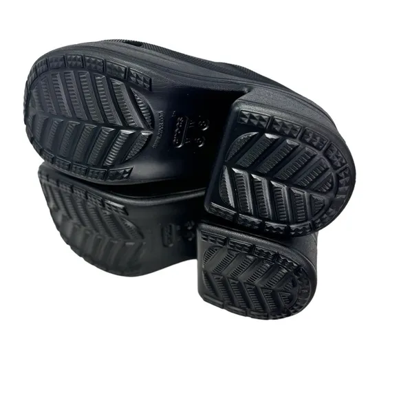 NWT CROCS Chunky Heel Black Mules Platform Women's Sz 8 SIREN Clogs Extra Height