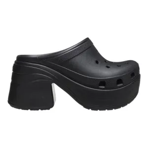 NWT CROCS Chunky Heel Black Mules Platform Women's Sz 8 SIREN Clogs Extra Height