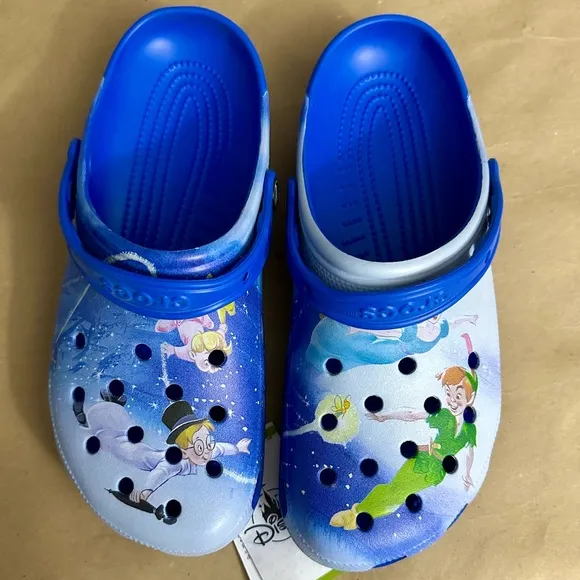 NWT Crocs Disney Parks Peter Pan Blue Classic Clogs
