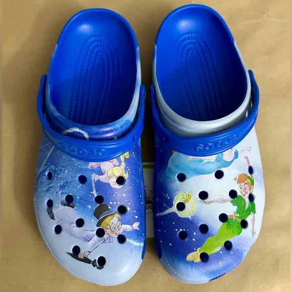 NWT Crocs Disney Parks Peter Pan Blue Classic Clogs