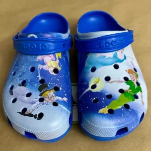 NWT Crocs Disney Parks Peter Pan Blue Classic Clogs