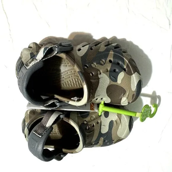 NWT Crocs Echo Redux Camo Clog Brown Tan Waterproof Classic Unisex Kids sz C5