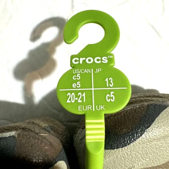 NWT Crocs Echo Redux Camo Clog Brown Tan Waterproof Classic Unisex Kids sz C5