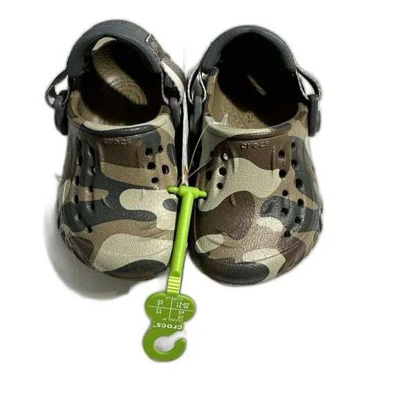 NWT Crocs Echo Redux Camo Clog Brown Tan Waterproof Classic Unisex Kids sz C5