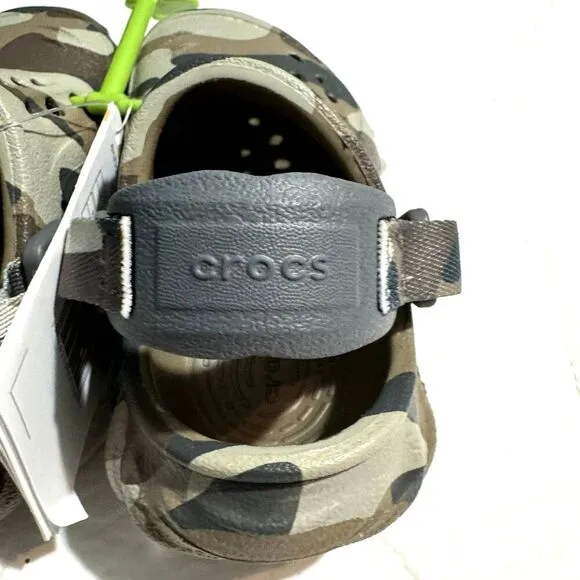 NWT Crocs Echo Redux Camo Clog Brown Tan Waterproof Classic Unisex Kids sz C5
