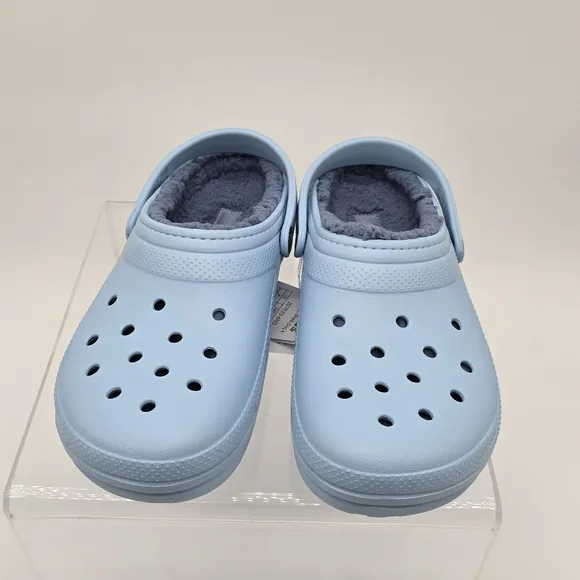 NWT Crocs Kids Sherpa Classic Fleece Lined Clogs Light Blue USJ6 Fits Women 6.5