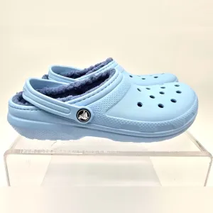 NWT Crocs Kids Sherpa Classic Fleece Lined Clogs Light Blue USJ6 Fits Women 6.5