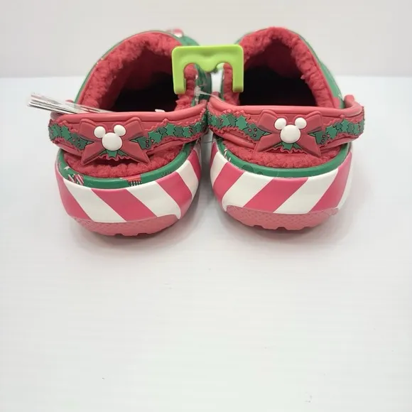 NWT Crocs M6 W8 Disney Mickey Christmas Lined Clogs Green Minnie Mouse Holiday