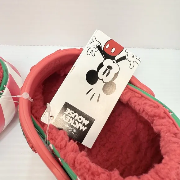 NWT Crocs M6 W8 Disney Mickey Christmas Lined Clogs Green Minnie Mouse Holiday