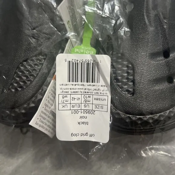 NWT Crocs Unisex Off Grid Clog - Black M 8 W 10 Streetwear Comfort Shoes