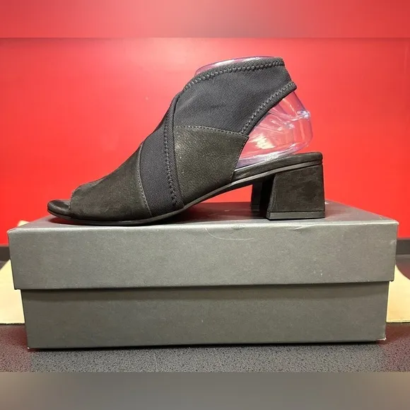 NWT Eileen Fisher Luca Black Slingback Open Toe Heels Women’s Size 8M with Box