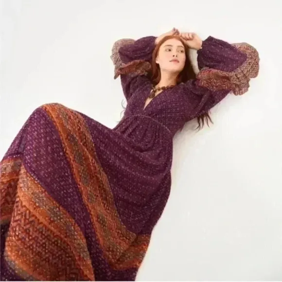 NWT FARM Rio Sophie Scarf Maxi Dress in Multi Rare Bohemian Summer Maxi