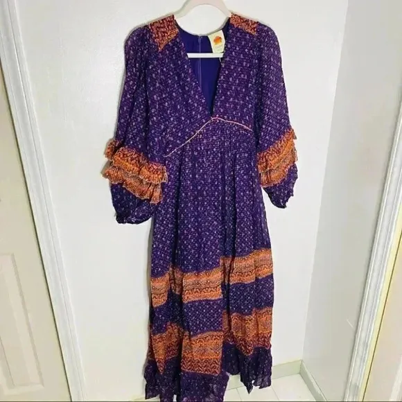 NWT FARM Rio Sophie Scarf Maxi Dress in Multi Rare Bohemian Summer Maxi