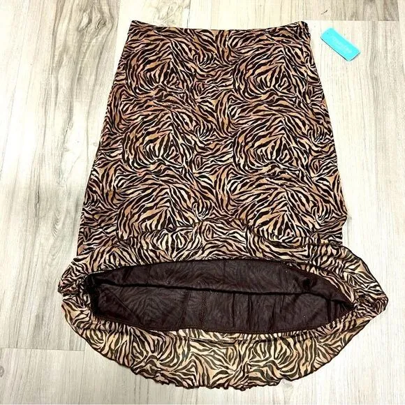NWT Forever 21 vintage brown tiger print skirt with copper sparkles sz L
