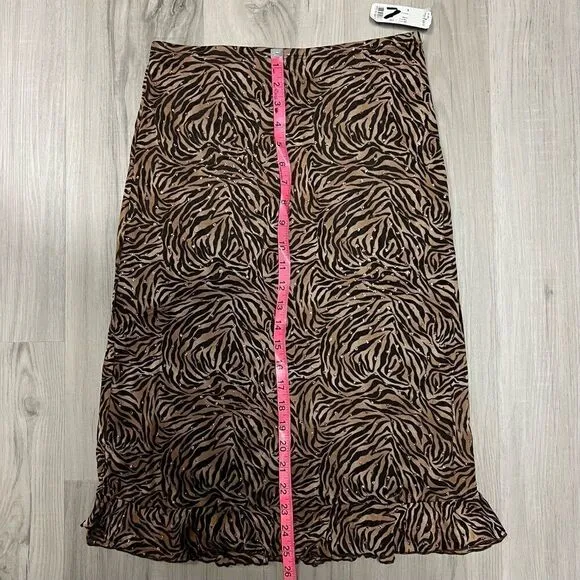 NWT Forever 21 vintage brown tiger print skirt with copper sparkles sz L
