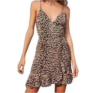 NWT FREE PEOPLE All My Love Printed Wrap Mini Slip Dress Size Medium