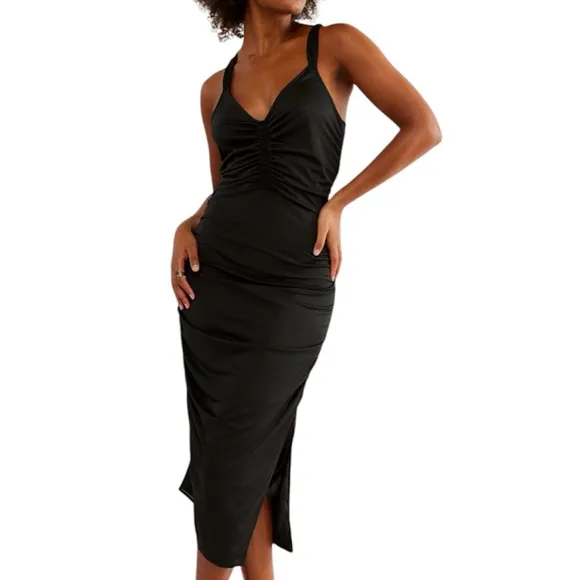 NWT FREE PEOPLE Another Something Criss Cross Back Midi Slip Dress Size Small