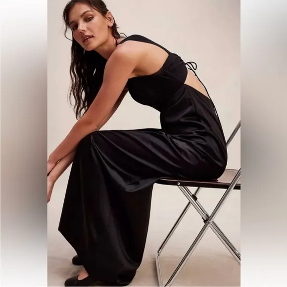 NWT Free People Gia Maxi Dress In Black Size 8