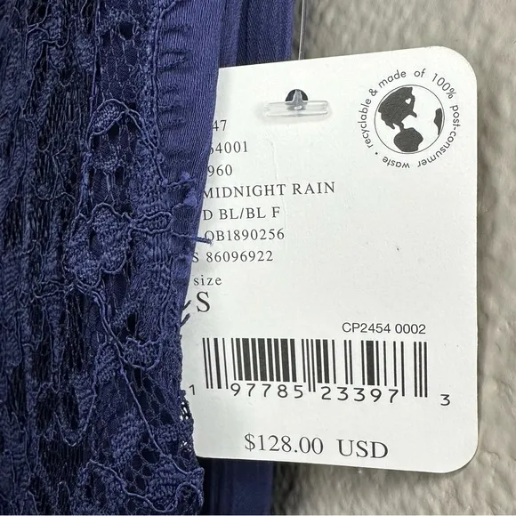 NWT Free People Intimately Sunsetter Maxi Slip Dress Midnight Rain Satin Lace