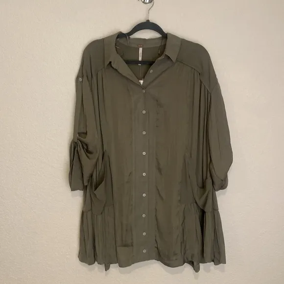 NWT Free People Moonstruck Shirt Dress Serpent